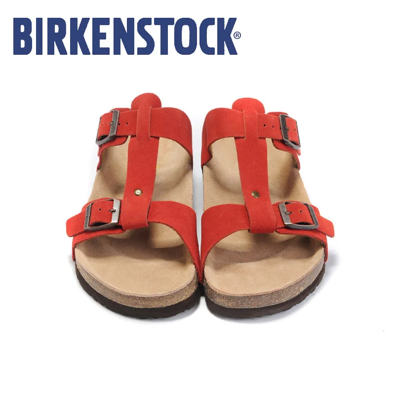 

Birkenstock Sandals Men women Beach outdoor Slipper Birkenstock comfort Leather Flip Flop Sandalias playa hombre Mujer EU36-45