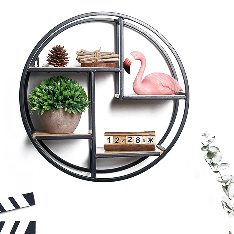 

2019 New Design Online Multifunctional Wooden Wall Iron Hanging Storage Box Wall Rack Bookcase Shelf Photo Wall Home Decoration