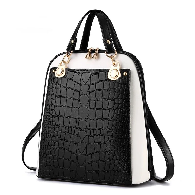 

Fashion ladies PU Leather Backpacks Serpentine Women Casual Embossing School Bag For Students Stylish Single Shoulder