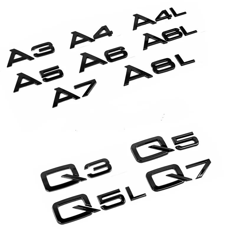  New Glossy Black Rear Trunk Lid Car Sticker Badge Emblem For A3 A4-A8 A8L S3-S5 Q5 Q7 SQ3 SQ4 SQ5 S