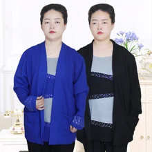 Большой размер среднего возраста и старой моды большого размера с длинными рукавами футболки поддельные две части S15Q16070