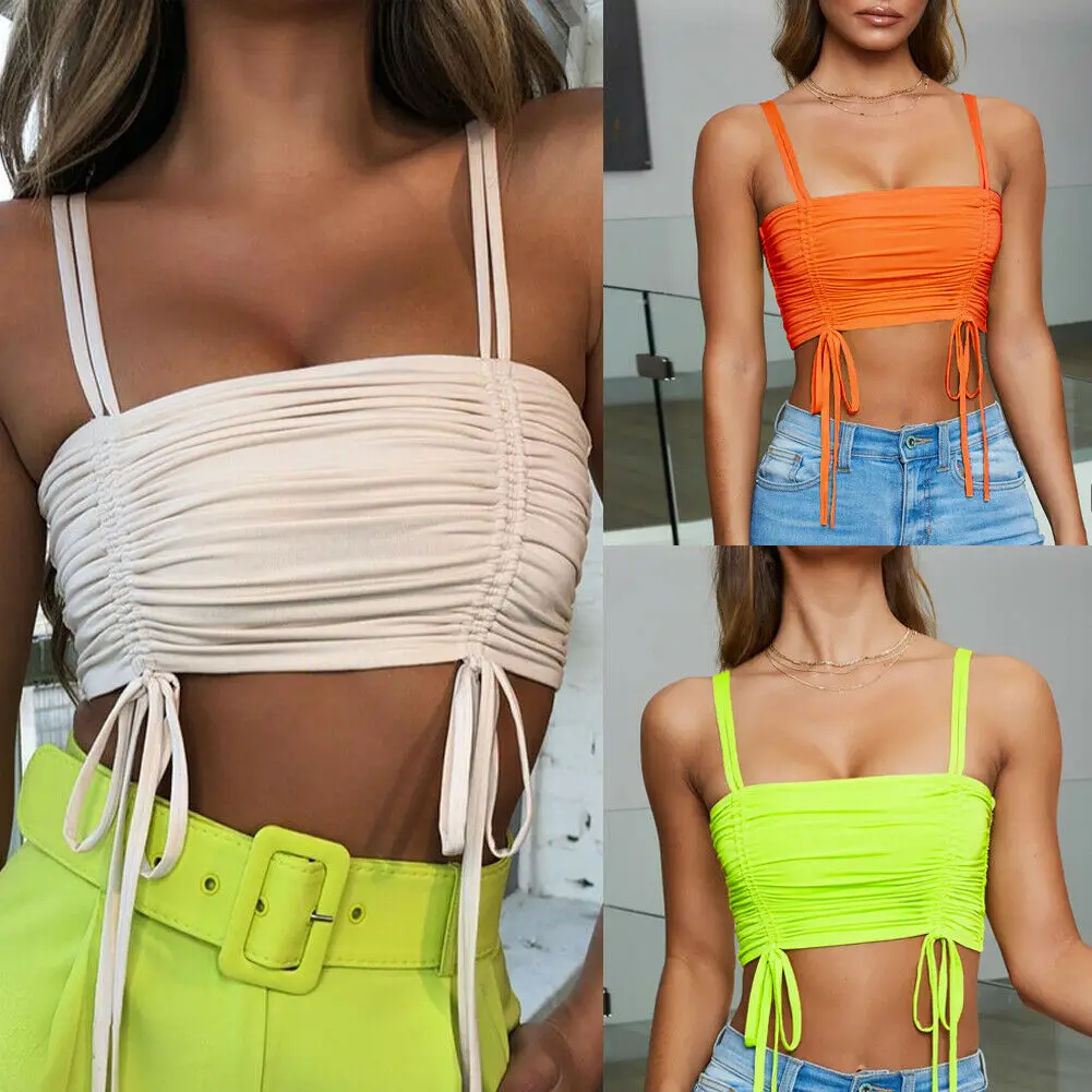 

2019 Brand New Summer Ladies Women Sexy Slim Tank Crop Top Sleeveless Ruffle Party Night Blouse Clubwear Hot