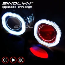 Sinolyn УДАРА СВЕТОДИОДНЫЙ Ангельские глазки Halo HID автомобиль объектив проектора фар Биксеноновые модернизации Upgrade Kit мини 2.5 ”8.0 h1 H4 H7 дьявол глаз