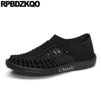 

comfort high quality runway new brand walking european flats black braided breathable fashion men casual slip-ons shoes Italy
