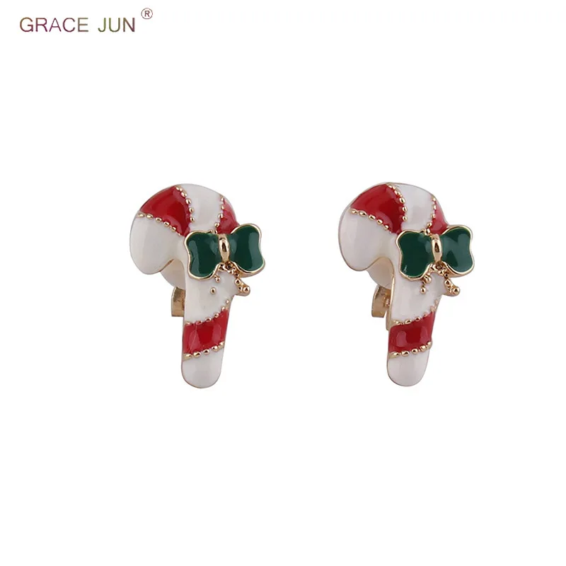 

High Quality Alloy Enamel Bow-knot Crutch Clip on Earrings No Pierced for Women Gorgeous Cushion Earrings Charm Christmas Gift