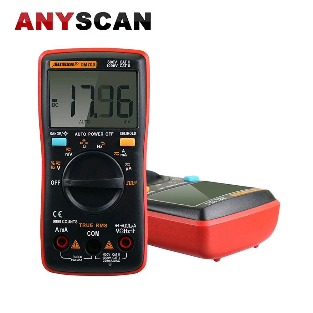 AUTOOL DM700 AC/DC Авто позвонил Цифровой мультиметр 9000 отсчетов ЖК дисплей ручной