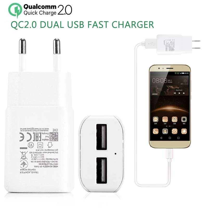 Универсальный 2 USB порт питания высокоскоростной адаптер QC 2,0 зарядное устройство для телефонов зарядное устройство для планшетов для iPhone/iPad US/EU Plug
