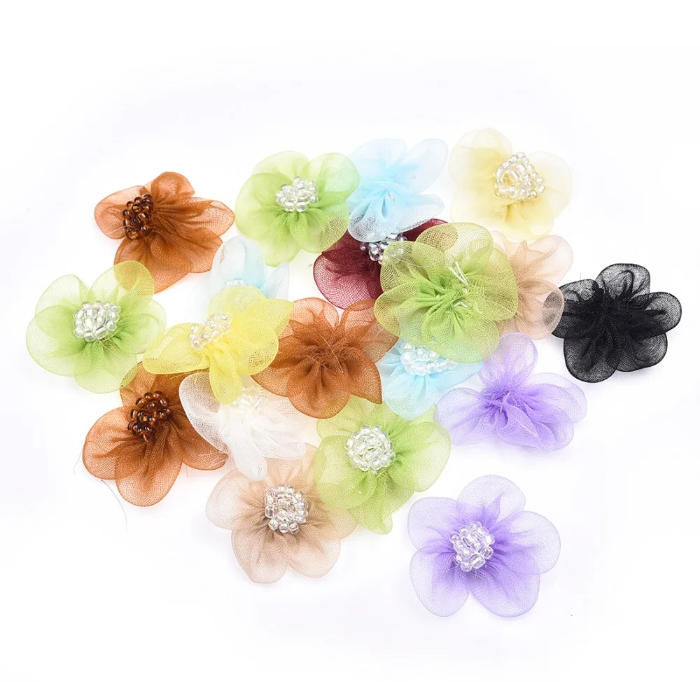 

Fashion Wedding Decoration Artificial Flowers 50pcs Gird Ribbon Bow Flowers DIY Craft Wedding Decoration For Hair Accessories