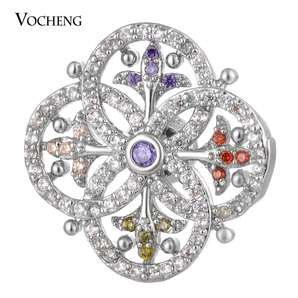 

10PCS/Lot CZ Stone Snap Charms Vocheng Interchangeable Jewelry Brass Material Luxury 18mm Vn-1796*10