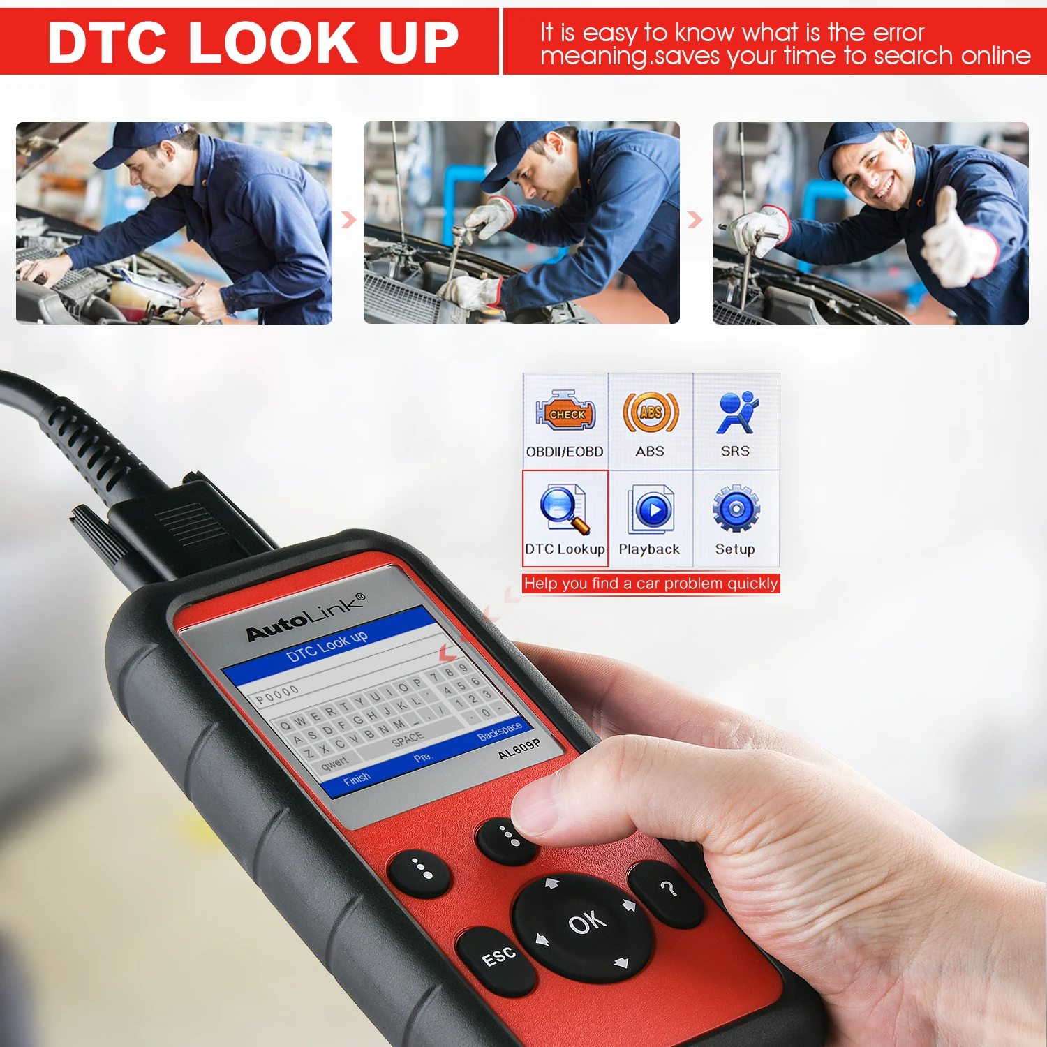 Autel AutoLink AL609P Obd2 сканер диагностический инструмент автомобильный Сканнер для
