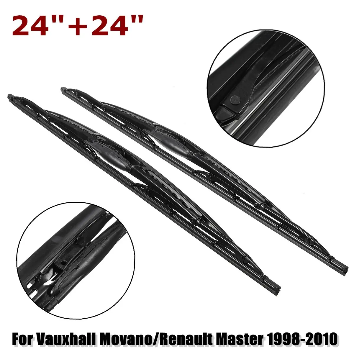 Pair For Vauxhall Movano/Renault Master 24 inch Rain Front Window Windscreen Wiper Blades 1998 1999 2000 2001 2002 2003 2004 Pair For Vauxhall Movano/Renault Master 24 inch Rain Front Window Windscreen Wiper Blades 1998 1999 2000 2001 2002 2003 2004