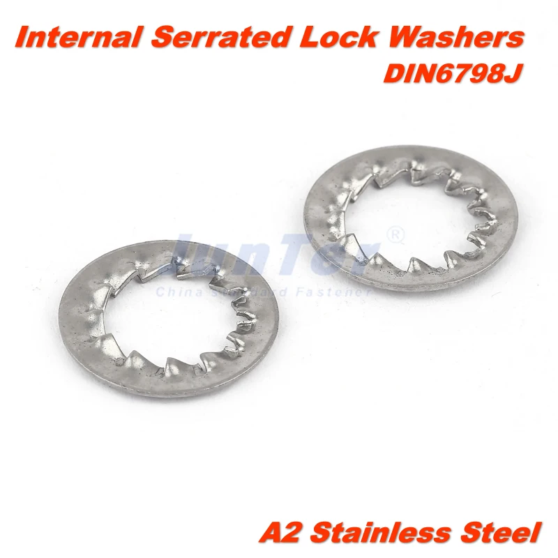 100pcs/lot M3 M4 M5 M6 M8 M10 M12 DIN6798J A2 Stainless Steel Internal Serrated Lock Washers