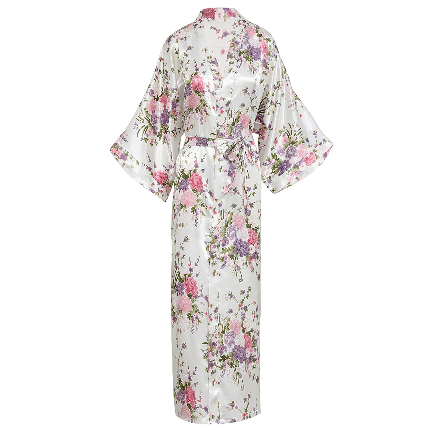 Women Sleepwear Plus Size Lady Long Robe Print Flower Kimono Bathrobe Casual Home Clothes Rayon Bride Bridesmaid Dressing Gown