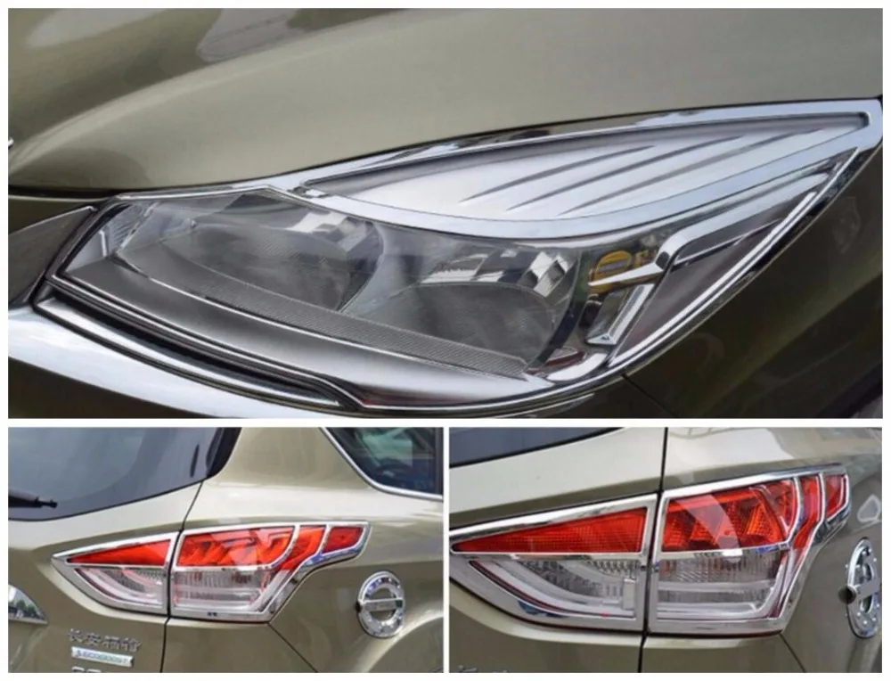 For Ford Kuga Escape 2013 2014 2016 ABS Chrome Front Rear Headlight