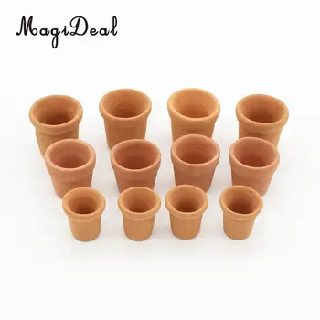 

MagiDeal 12Pcs/Pack Porcelain 1/12 Scale Dollhouse Miniatures Flowerpots for Dolls Garden House Room Decoration Furniture Toy