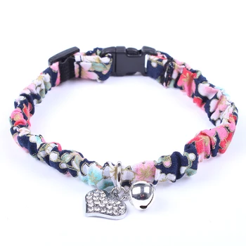 

Pleated Dog Cat Folral Collar Necklace Bling Charm and Ring Pet Puppy Elastic Necklace for Dogs Cats Small Medium Adjustable