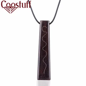 

Vintage Jewelry For Women's Necklaces Black Sandalwood Pendants Long Chain Accessories Female Suspension Square Decoration 2020