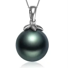 GVBORI 9-10 мм Природный Таити Черный Жемчуг Цепочки и ожерелья подвеска [черный Красота] 18 К золотой кулон Ювелирные украшения рождество