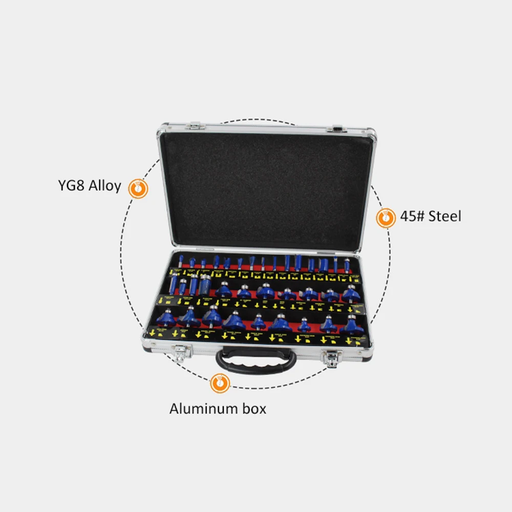 Деревообрабатывающий Набор бит 35 шт. 8 мм ручка деревообрабатывающий фрезерный станок набор Бит мельница гравировка отделка деревообрабатывающий фрезерный станок триммер адаптер