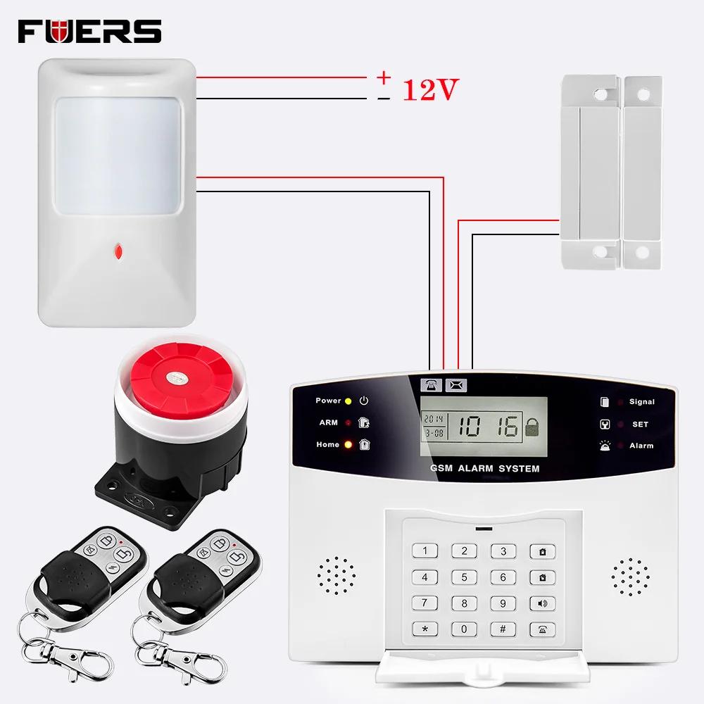 Fuers Intelligent Smart DP500 LCD Screen Voice Prompt SMS Push Wired Wireless Home Security Protect Anti-theft GSM Alarm System Fuers Intelligent Smart DP500 LCD Screen Voice Prompt SMS Push Wired Wireless Home Security Protect Anti-theft GSM Alarm System