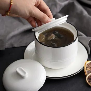 

Bone china ceramic cover bird's nest water stewed cup inner container steamed soup cup trumpetre white stew p