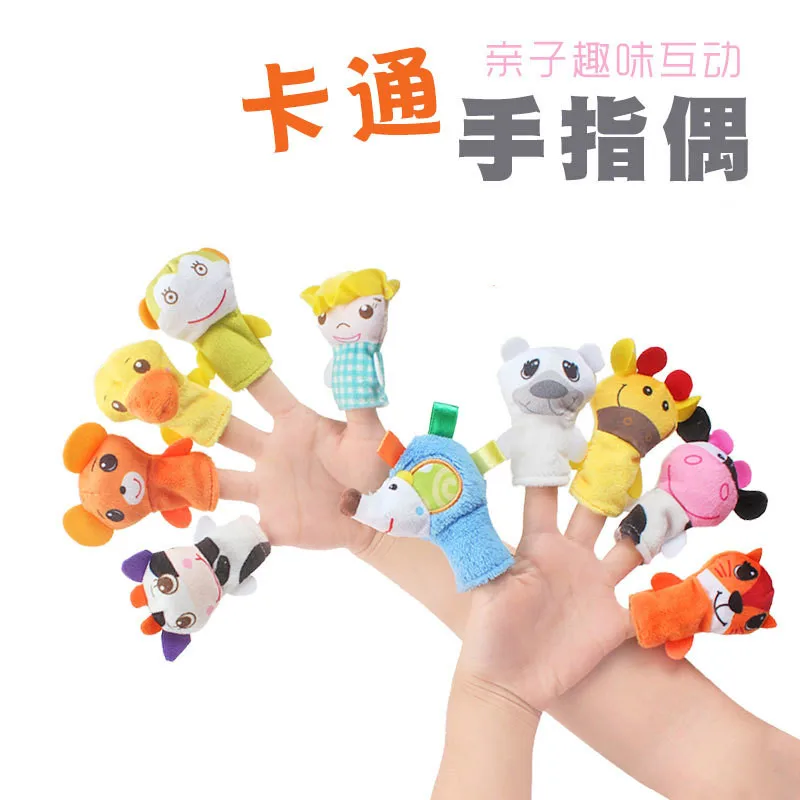 

5 Sets Finger Puppets Stuffed Plush Cloth Doll Baby Educational Hand Animal Cute Doll for baby 13-24 Months