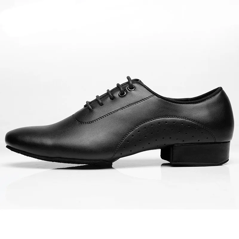 Genuine Leather Men Latin Ballroom Dance Shoes Black Modern Square Dance Shoes Low Heel 3cm Adult Male Dance Shoe Indoor Outdoor