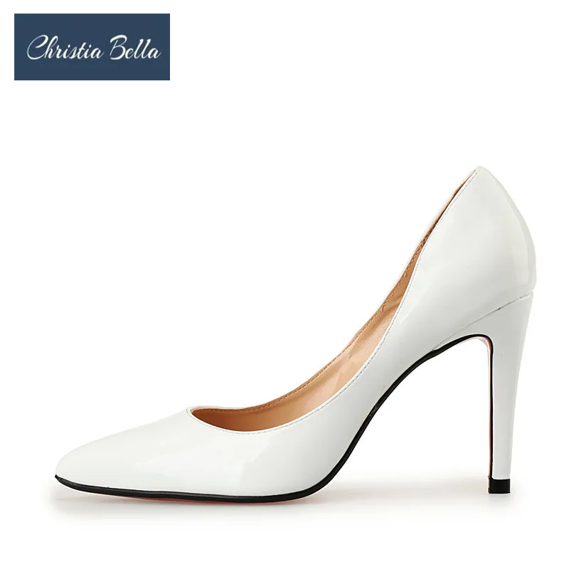 

Elegant Fashion Women's Pumps 10cm High Heel Shallow Office Shoes Patent Leather Pointed Toe Wedding Shoes Plus Size 40-48