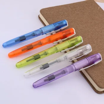 

1PC wings office Transparent COLOR purple SILVER stainless steel nib fountain pen