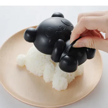 

4pcs/set Baby Panda Mold Rice Mold Onigiri Shaper and Dry Roasted Seaweed Cutter Set Kitchen Mold Tools BF