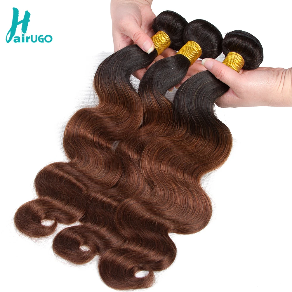 

HairUGo Peruvian Hair Body Wave Bundles T1B/Burgundy Purple Omber Human Hair Bundles Buy With Closure Double Weft Non Remy Hair