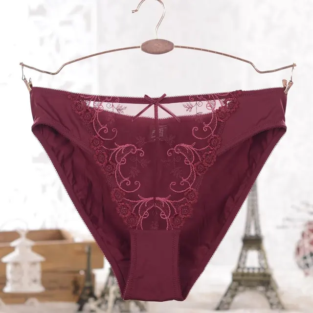 German brand ladies triangular underwear, red embroidery underwear