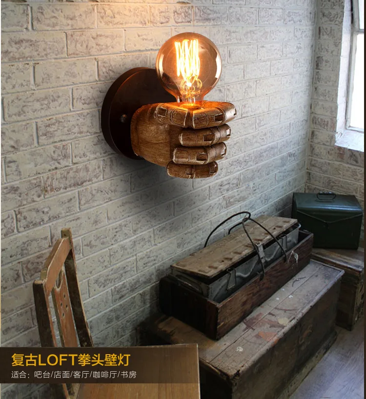 Retro Resin Fist Wall Sconce Light Fixtures Wall Lamp Loft Industrial Sushi Bar Restaurant Cafe Antique Decoration Home Lights Retro Resin Fist Wall Sconce Light Fixtures Wall Lamp Loft Industrial Sushi Bar Restaurant Cafe Antique Decoration Home Lights