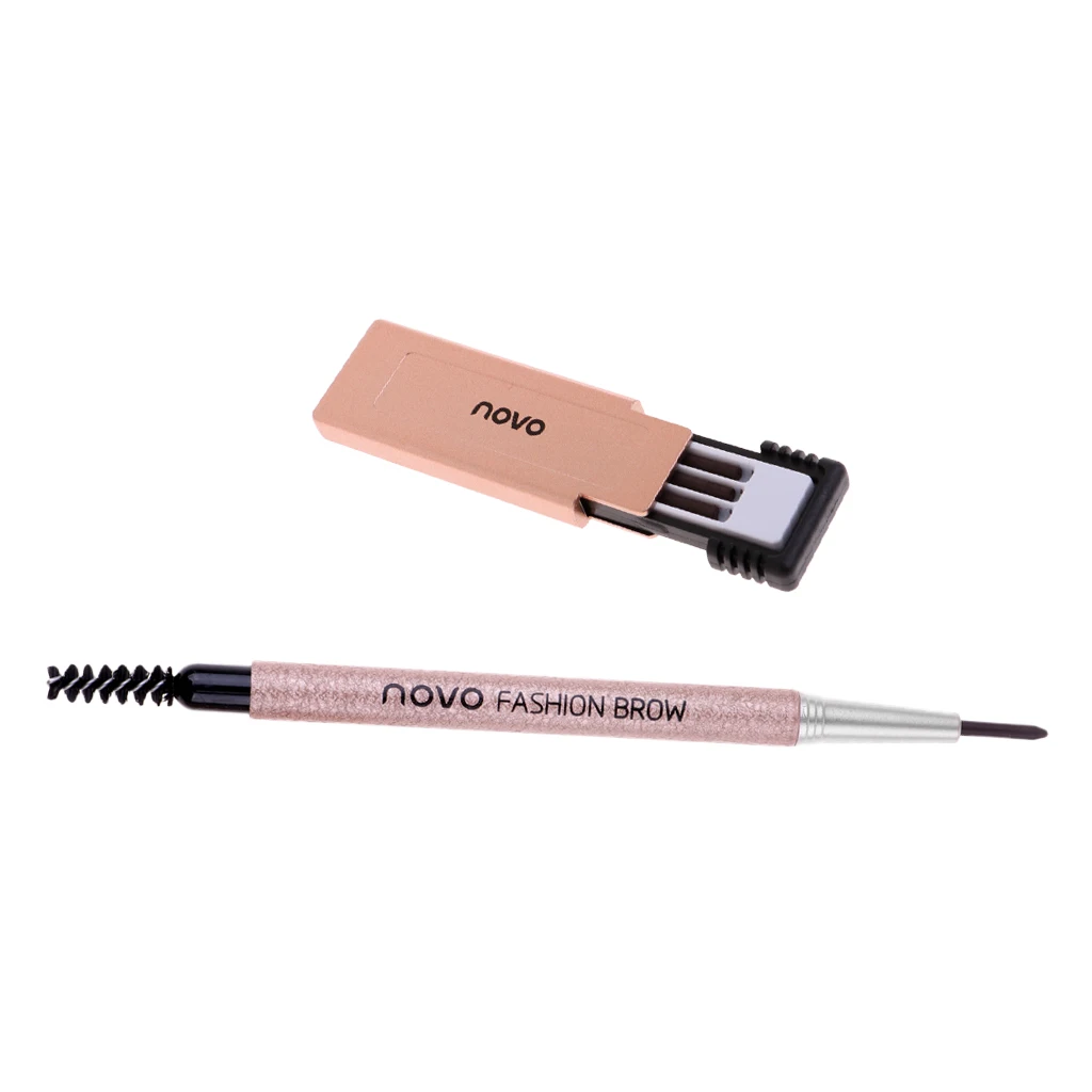 3 In 1 Portable Long Lasting Eyebrow Makeup Pencil With Brush Eye Brow Shaping Stencil 3 Refill Tips