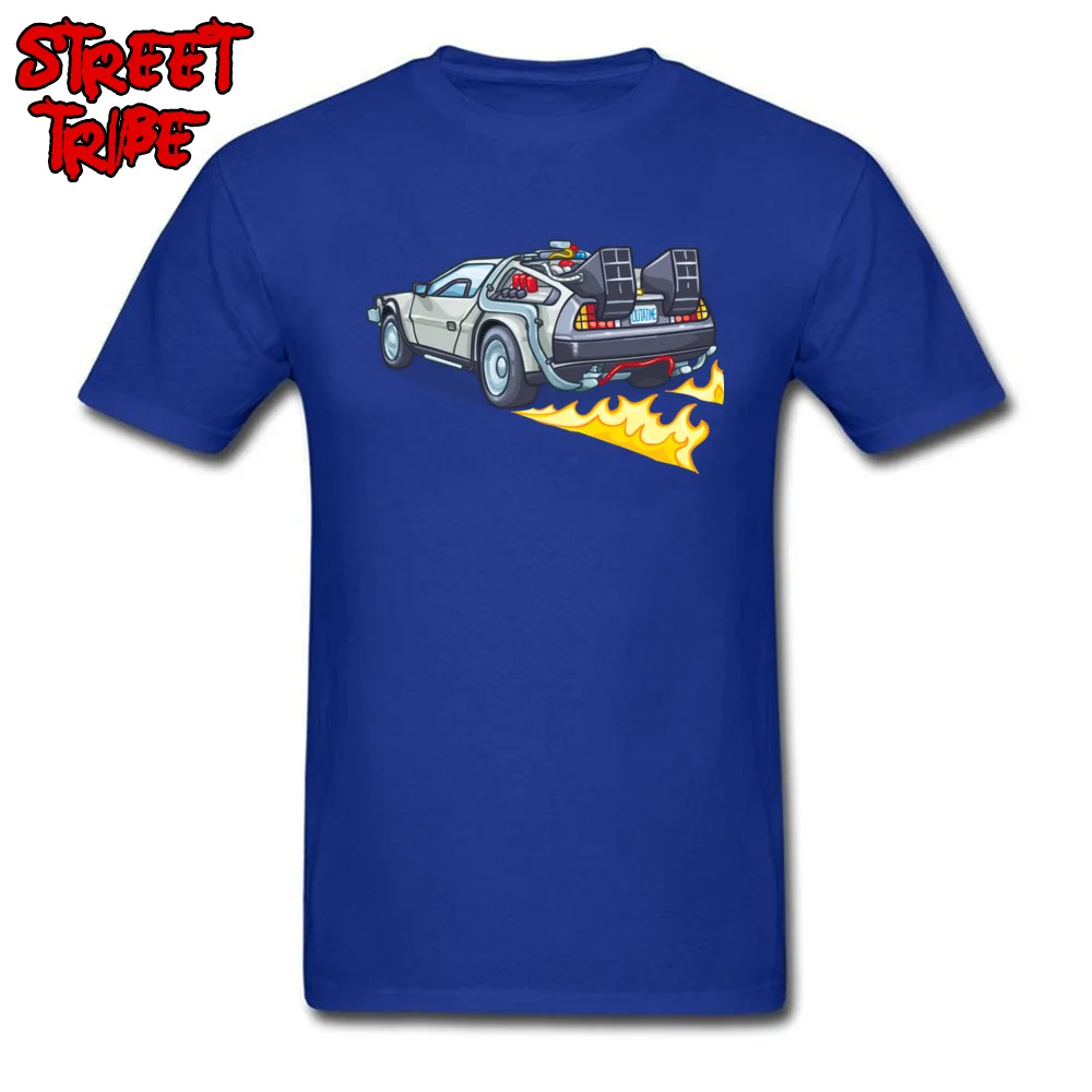 Men's Newest Tops Shirts Crew Neck Summer Fall 100% Cotton Top T-shirts Funny Short Sleeve delorean company decal Tops T Shirt delorean company decal blue