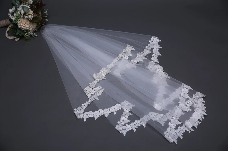 Свадебные аксессуары на заказ белая свадебная шаль с кружевными краями свадебная фата 2019 пикантная свадебная вуаль с расческой Vestido de noiva