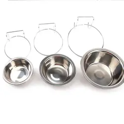 Собака Кошка чаши можно повесить стационарных клетка собаки чаша Нержавеющая сталь висит миску три измерения стационарных собака чаша