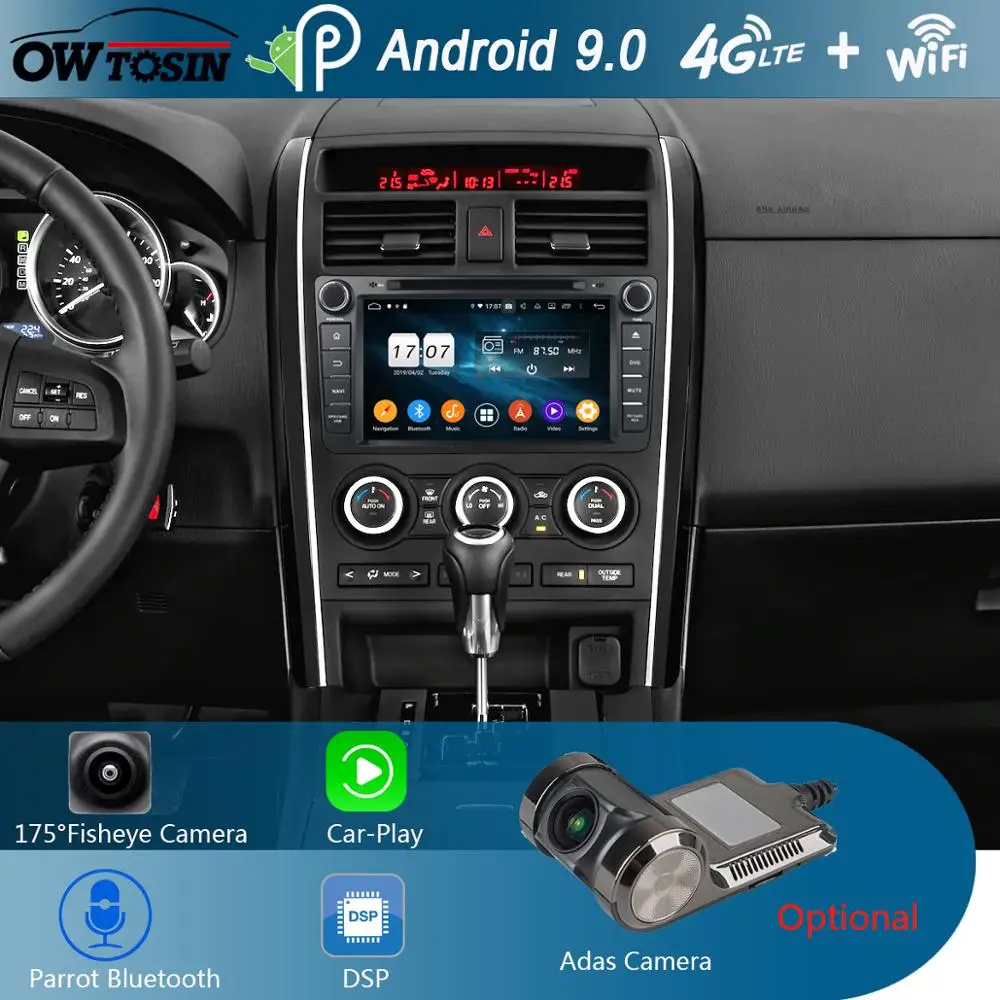 

8" IPS 1920*1080 8 Core 4G RAM+64G ROM Android 9.0 Car DVD Player For Mazda CX-9 CX9 CX 9 2012 2013 DSP Radio GPS Parrot BT Adas