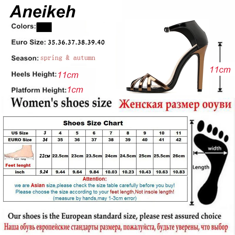 Aneikeh/женские туфли-лодочки на высоком каблуке-шпильке в гладиаторском стиле; пикантные женские Босоножки с открытым носком; женские свадебные туфли с ремешком и пряжкой на каблуке 11 см; цвет золотистый