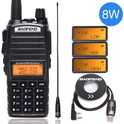 Baofeng UV-82 плюс 8 Вт высокое мощность двухканальные рации Dual Band VHF/UHF 10 км Long Range UV82 Двухстороннее Хэм CB любительский портативный радио