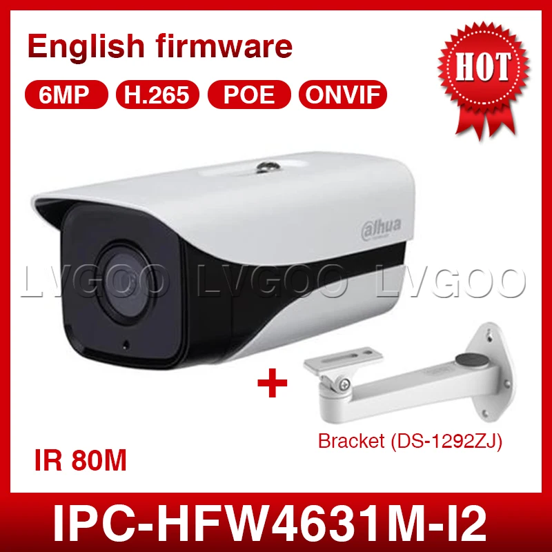 Dahua Многоязычная IPC-HFW4631M-I2 6MP IR80m H.265 POE IP67 камеры безопасности с кронштейном