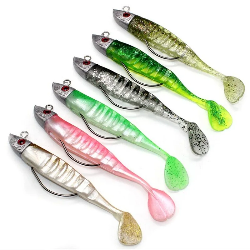 Jigging Soft Bait Fishing Lures 10cm/15.5g 13cm/26g Lead Head Jig Fish Sea Bass Crank Hook Lure Accessories Goods | Спорт и