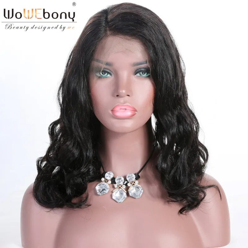 

360 Lace Frontal Wig for Women Brazilian Remy Body Wave Human Hair Wigs 4.5 Inch Parting Pre-plucked WoWEbony