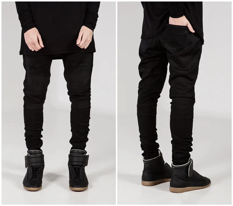 Уличная Для мужчин s рваные байкерские джинсы homme модные мотоциклетные Slim Fit