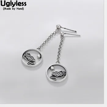 

Uglyless 100% Real 925 Sterling Silver Handmade Abstract Cloud Earrings Ethnic Thai Silver Fine Jewelry for Women Brincos Bijoux