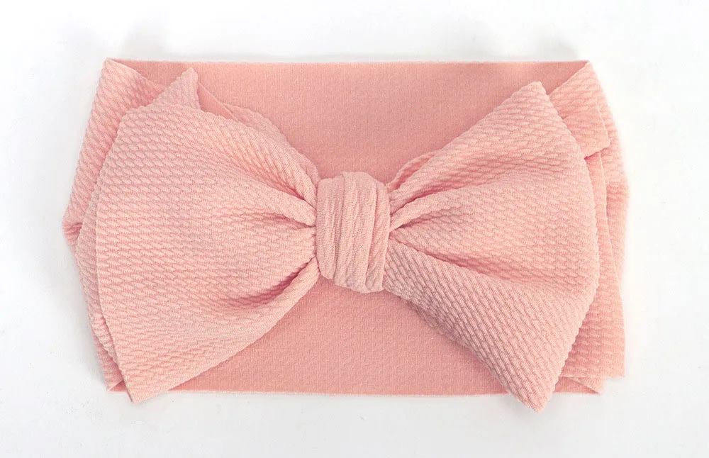 Light Pink Новые повязки на голову с большим бантом, однотонные широкие мягкие повязки на голову, тюрбан для маленьких девочек, повязка на голову, аксессуары для волос, головные уборы - Цвет: Light Pink