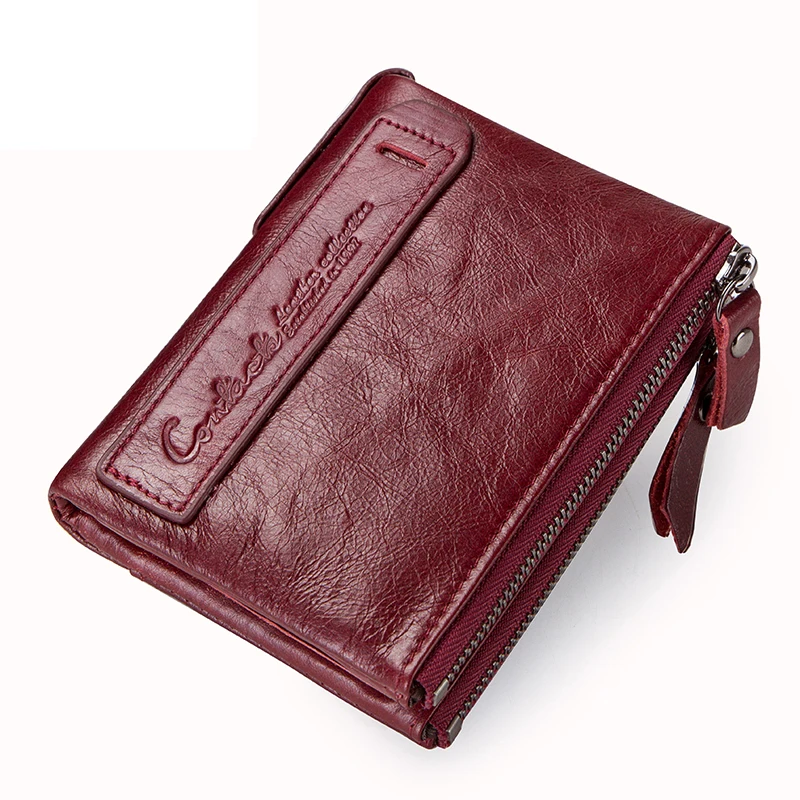 

2018 New Fashion girl Wallets Genuine Leather Zipper Money Bag Ladies's Short Design Purse Three Fold More Color Clutch