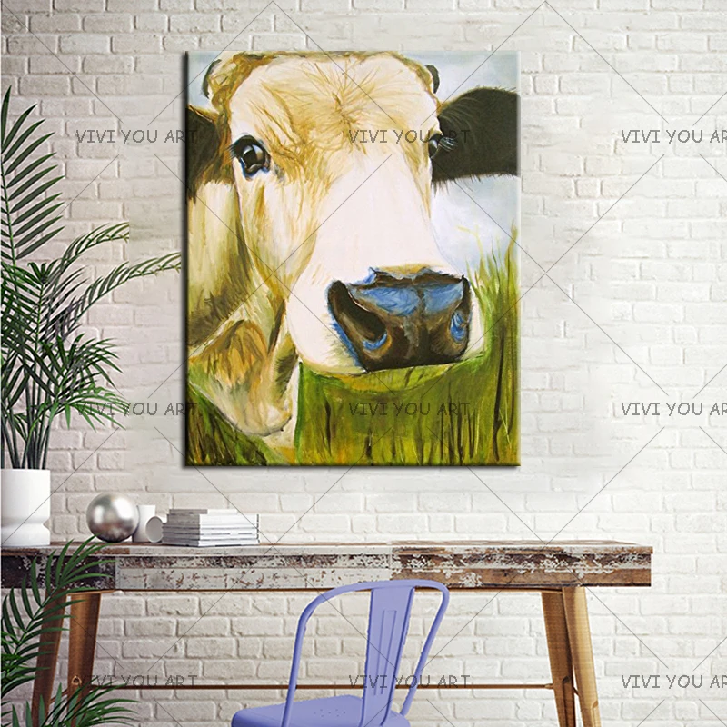 

2018 New Handmade Canvas Painting Cow Oil Paintings On The Wall Pop Art Wall Pictures Home Decor For Living Room As Unique Gift