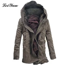 Brand Fashion winter Parka for men Thick Warm zipper Jacket Autumn Outerwear hooded Black military Coat mens long jackets 2017