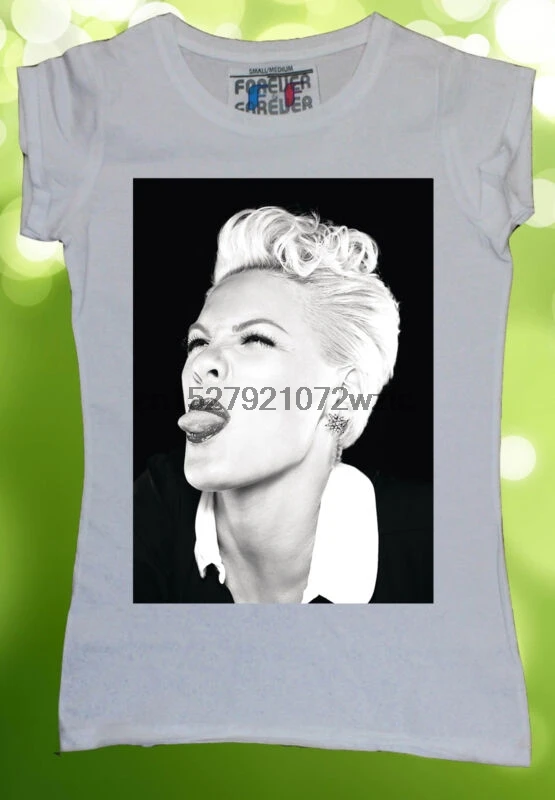 

Singer Pink Women T-shirt Alecia Beth Moore P!nk Pop Rock R&B Music Finger W161